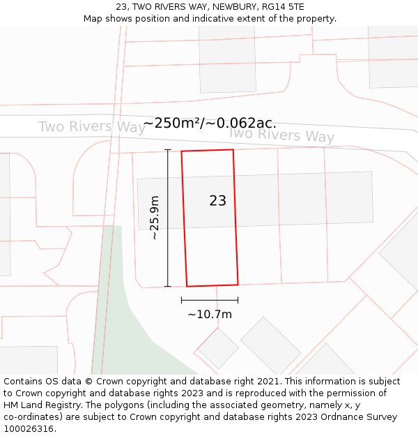 23, TWO RIVERS WAY, NEWBURY, RG14 5TE: Plot and title map