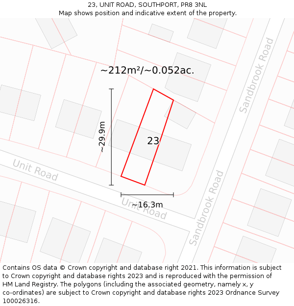 23, UNIT ROAD, SOUTHPORT, PR8 3NL: Plot and title map