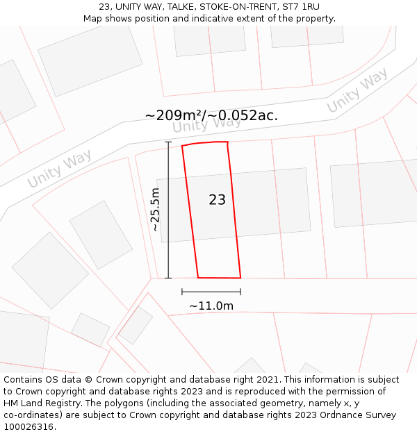 23, UNITY WAY, TALKE, STOKE-ON-TRENT, ST7 1RU: Plot and title map