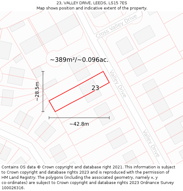 23, VALLEY DRIVE, LEEDS, LS15 7ES: Plot and title map