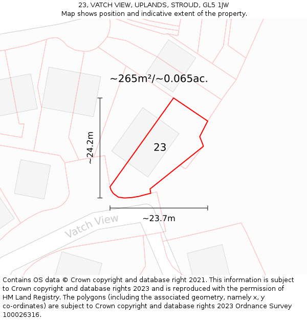 23, VATCH VIEW, UPLANDS, STROUD, GL5 1JW: Plot and title map