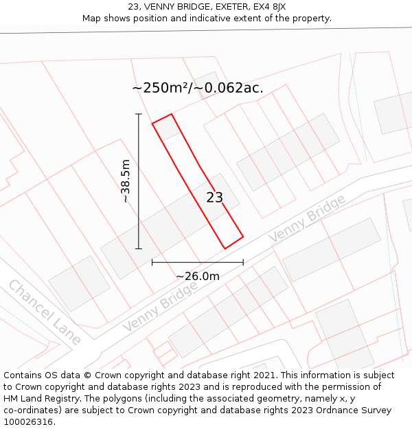23, VENNY BRIDGE, EXETER, EX4 8JX: Plot and title map
