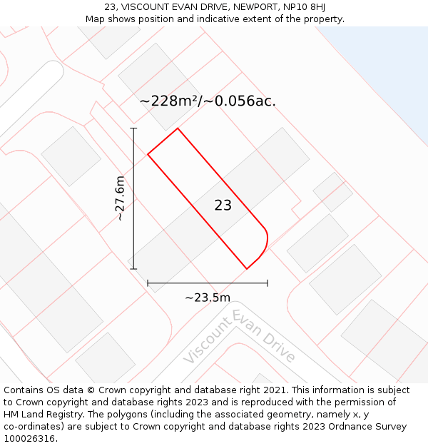 23, VISCOUNT EVAN DRIVE, NEWPORT, NP10 8HJ: Plot and title map