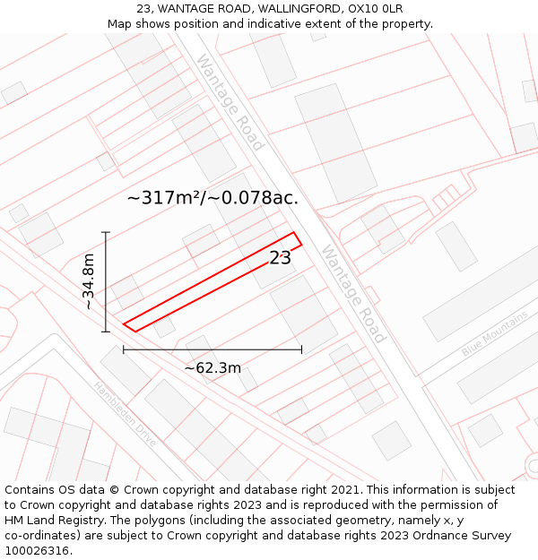 23, WANTAGE ROAD, WALLINGFORD, OX10 0LR: Plot and title map