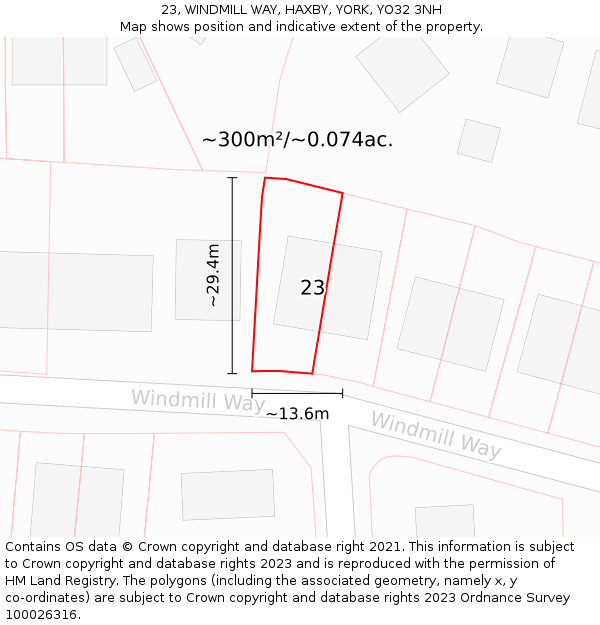 23, WINDMILL WAY, HAXBY, YORK, YO32 3NH: Plot and title map