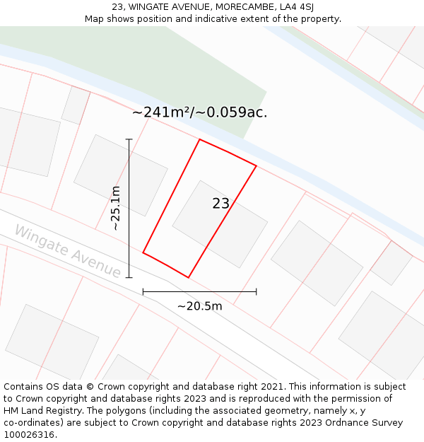 23, WINGATE AVENUE, MORECAMBE, LA4 4SJ: Plot and title map