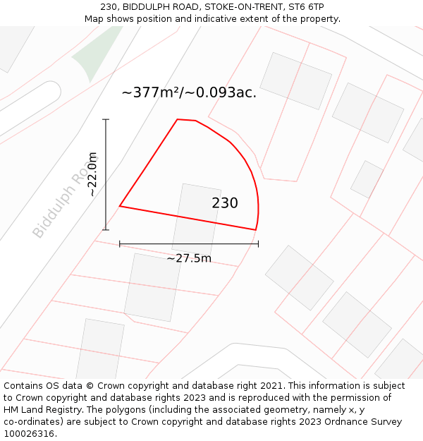 230, BIDDULPH ROAD, STOKE-ON-TRENT, ST6 6TP: Plot and title map