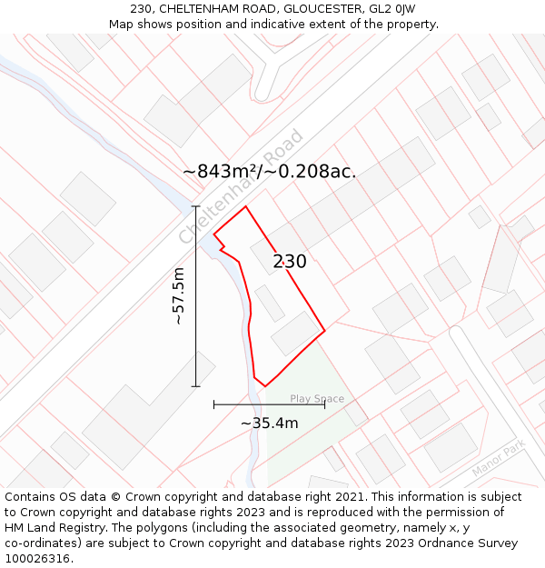 230, CHELTENHAM ROAD, GLOUCESTER, GL2 0JW: Plot and title map