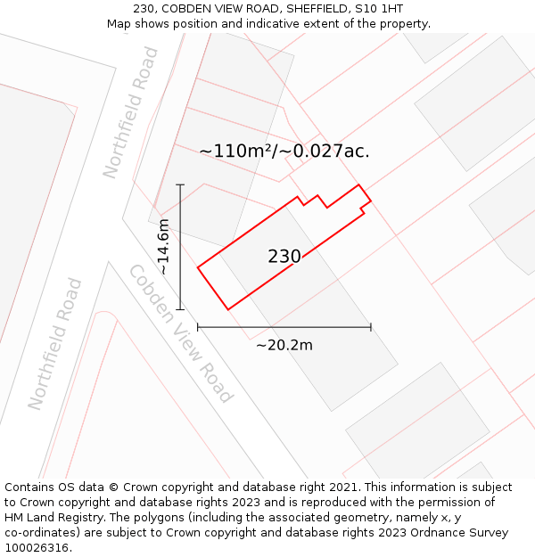 230, COBDEN VIEW ROAD, SHEFFIELD, S10 1HT: Plot and title map
