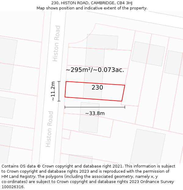 230, HISTON ROAD, CAMBRIDGE, CB4 3HJ: Plot and title map