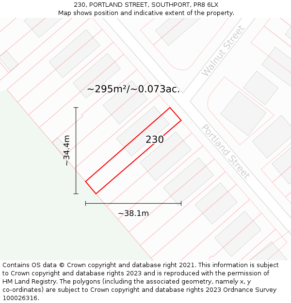 230, PORTLAND STREET, SOUTHPORT, PR8 6LX: Plot and title map