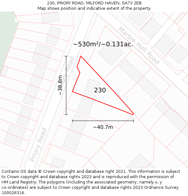 230, PRIORY ROAD, MILFORD HAVEN, SA73 2EB: Plot and title map