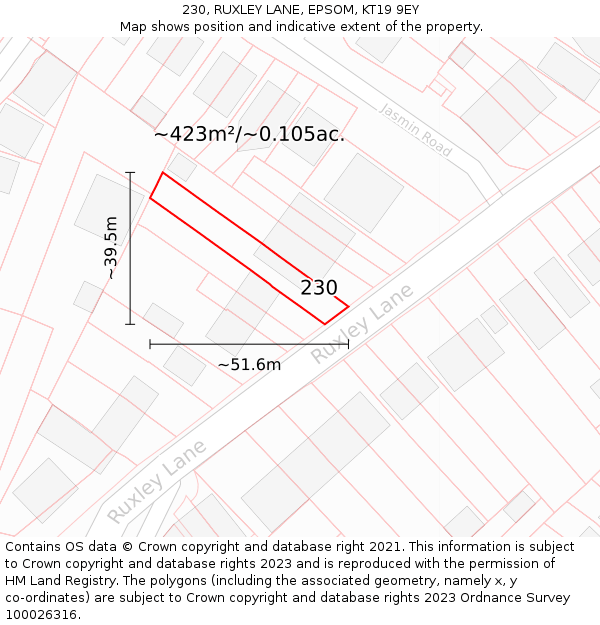 230, RUXLEY LANE, EPSOM, KT19 9EY: Plot and title map