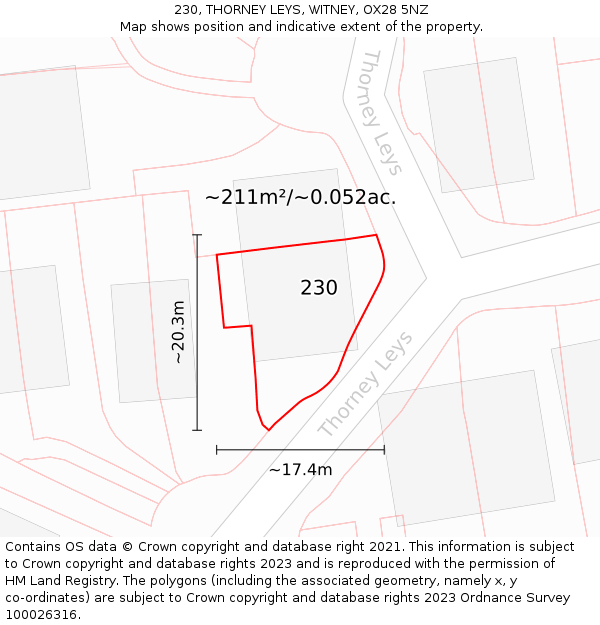 230, THORNEY LEYS, WITNEY, OX28 5NZ: Plot and title map
