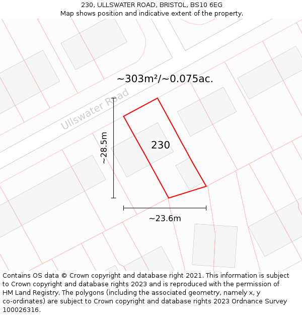 230, ULLSWATER ROAD, BRISTOL, BS10 6EG: Plot and title map