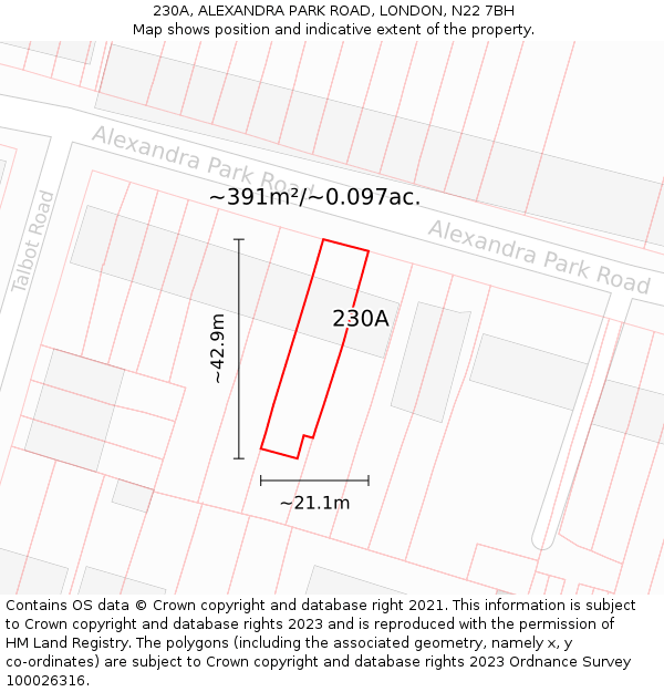 230A, ALEXANDRA PARK ROAD, LONDON, N22 7BH: Plot and title map