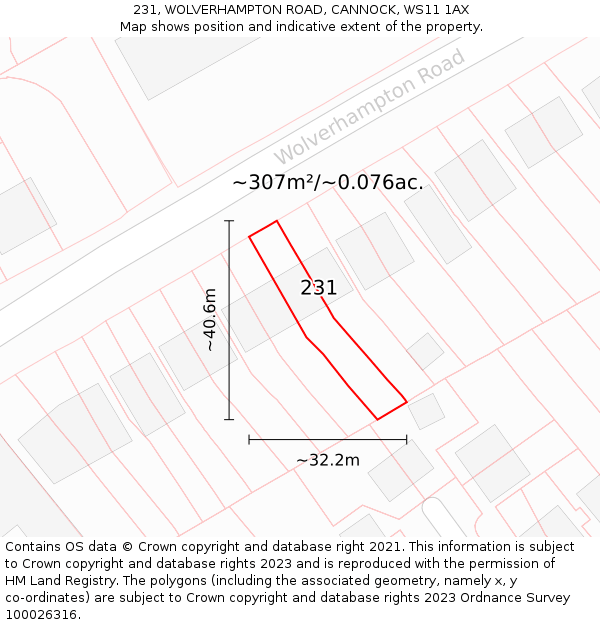 231, WOLVERHAMPTON ROAD, CANNOCK, WS11 1AX: Plot and title map