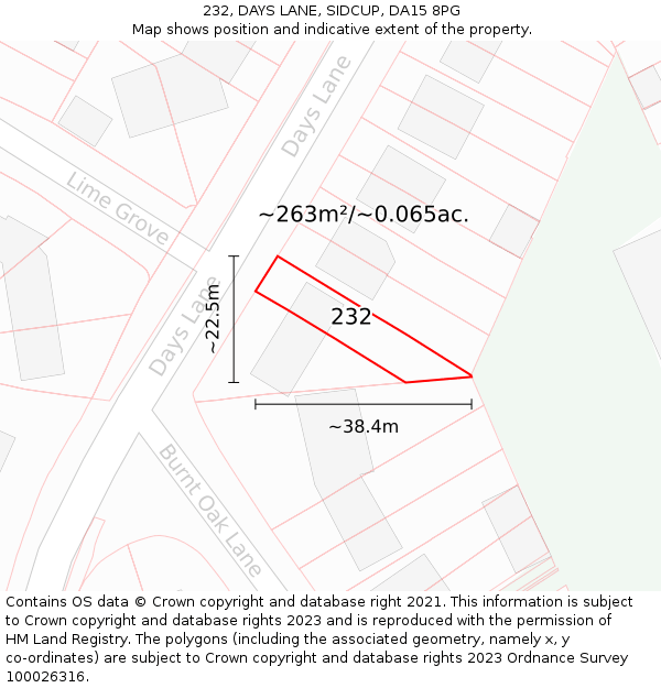 232, DAYS LANE, SIDCUP, DA15 8PG: Plot and title map