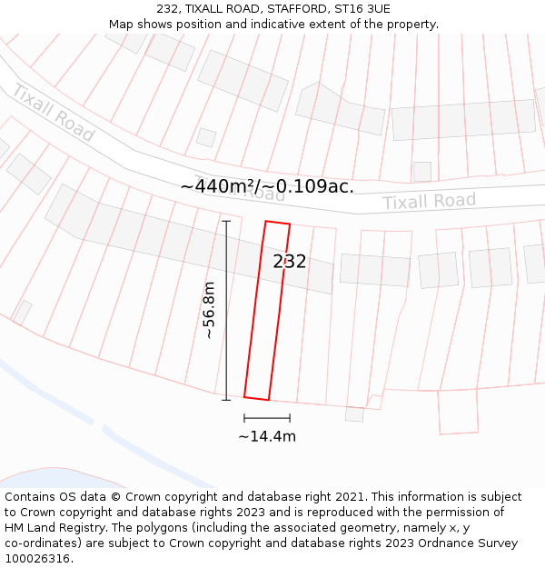232, TIXALL ROAD, STAFFORD, ST16 3UE: Plot and title map