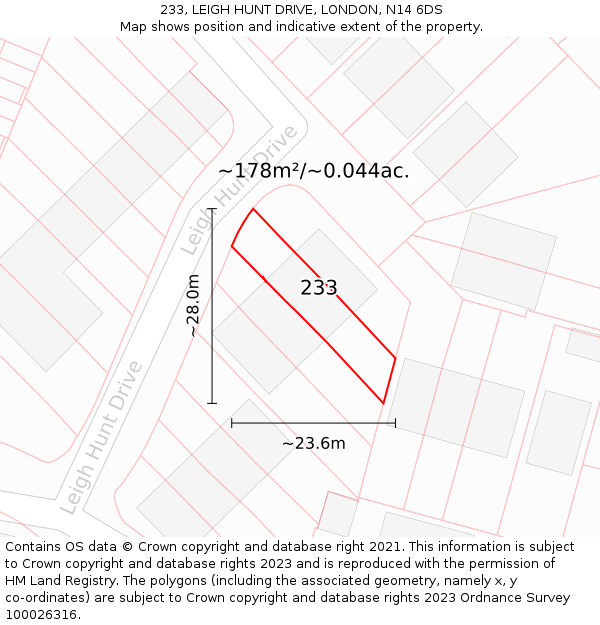 233, LEIGH HUNT DRIVE, LONDON, N14 6DS: Plot and title map
