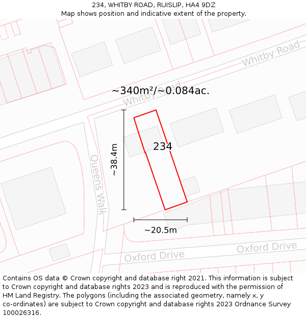 234, WHITBY ROAD, RUISLIP, HA4 9DZ: Plot and title map