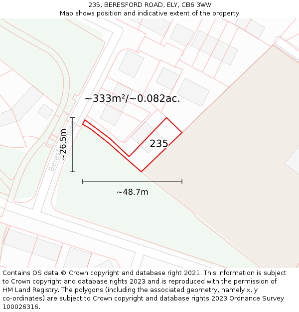 235, BERESFORD ROAD, ELY, CB6 3WW: Plot and title map