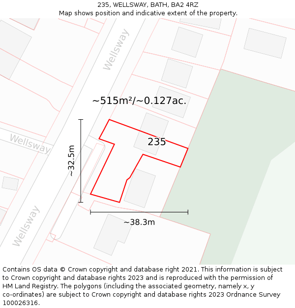 235, WELLSWAY, BATH, BA2 4RZ: Plot and title map