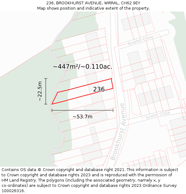 236, BROOKHURST AVENUE, WIRRAL, CH62 9EY: Plot and title map