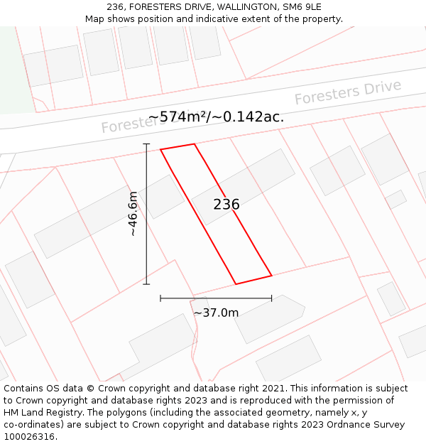 236, FORESTERS DRIVE, WALLINGTON, SM6 9LE: Plot and title map