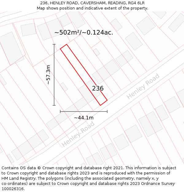 236, HENLEY ROAD, CAVERSHAM, READING, RG4 6LR: Plot and title map