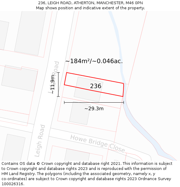 236, LEIGH ROAD, ATHERTON, MANCHESTER, M46 0PN: Plot and title map