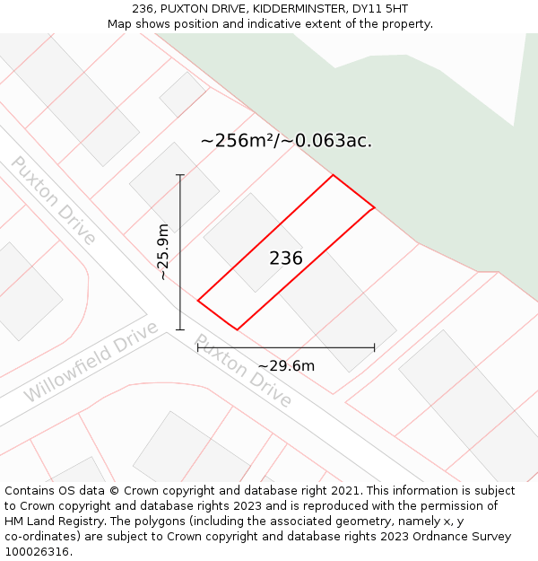 236, PUXTON DRIVE, KIDDERMINSTER, DY11 5HT: Plot and title map