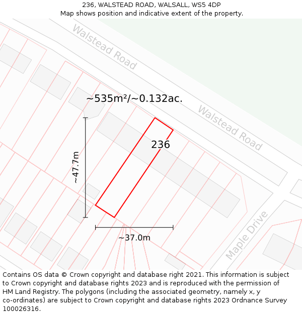 236, WALSTEAD ROAD, WALSALL, WS5 4DP: Plot and title map
