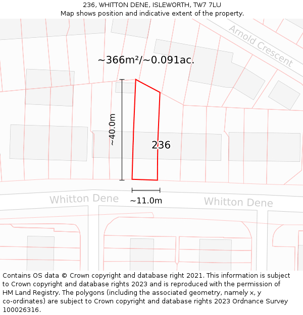 236, WHITTON DENE, ISLEWORTH, TW7 7LU: Plot and title map