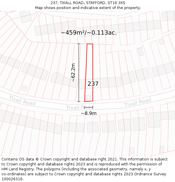 237, TIXALL ROAD, STAFFORD, ST16 3XS: Plot and title map
