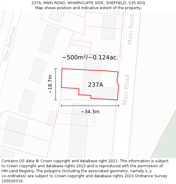 237A, MAIN ROAD, WHARNCLIFFE SIDE, SHEFFIELD, S35 0DQ: Plot and title map