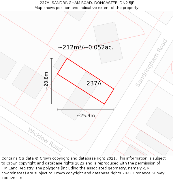 237A, SANDRINGHAM ROAD, DONCASTER, DN2 5JF: Plot and title map