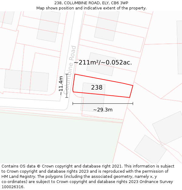 238, COLUMBINE ROAD, ELY, CB6 3WP: Plot and title map