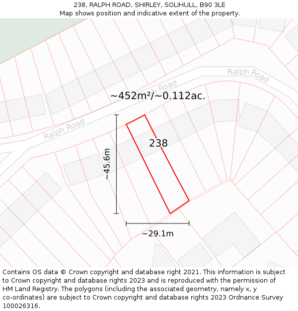 238, RALPH ROAD, SHIRLEY, SOLIHULL, B90 3LE: Plot and title map