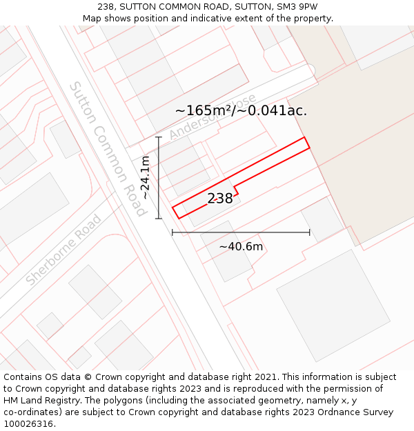 238, SUTTON COMMON ROAD, SUTTON, SM3 9PW: Plot and title map