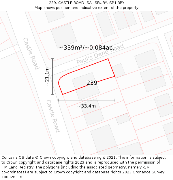 239, CASTLE ROAD, SALISBURY, SP1 3RY: Plot and title map