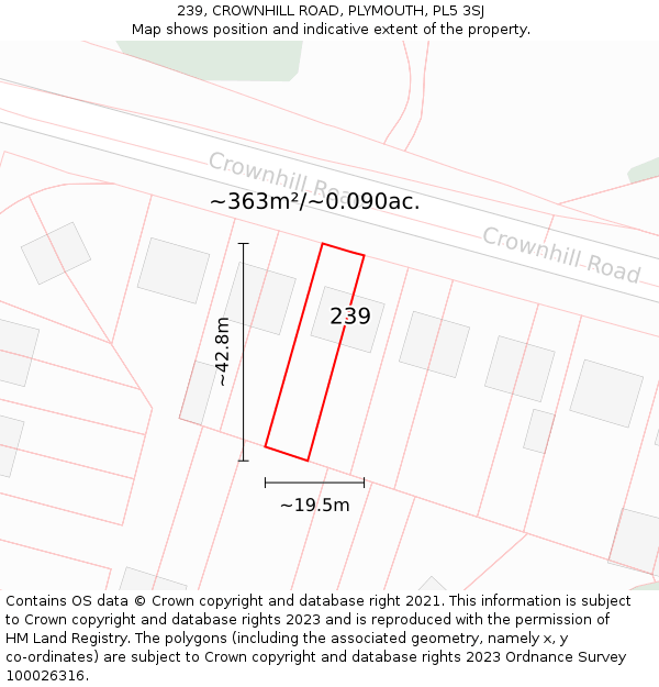 239, CROWNHILL ROAD, PLYMOUTH, PL5 3SJ: Plot and title map
