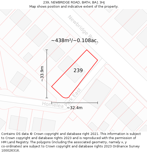 239, NEWBRIDGE ROAD, BATH, BA1 3HJ: Plot and title map
