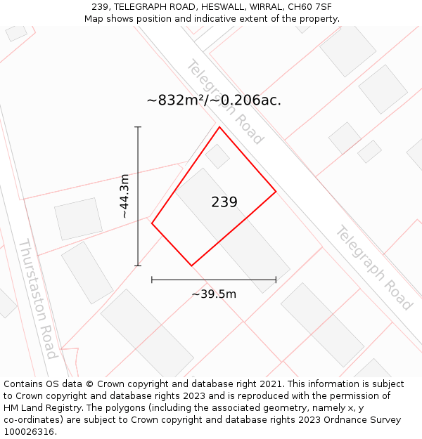 239, TELEGRAPH ROAD, HESWALL, WIRRAL, CH60 7SF: Plot and title map