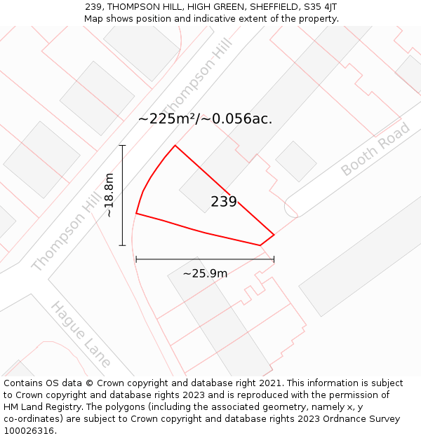 239, THOMPSON HILL, HIGH GREEN, SHEFFIELD, S35 4JT: Plot and title map
