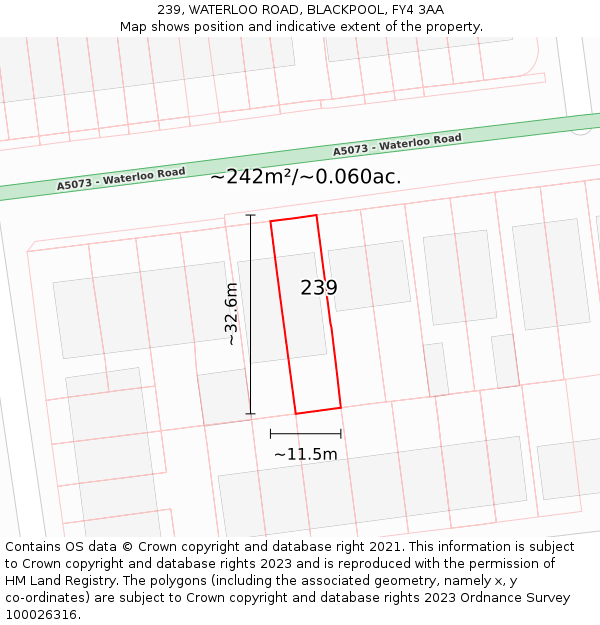 239, WATERLOO ROAD, BLACKPOOL, FY4 3AA: Plot and title map