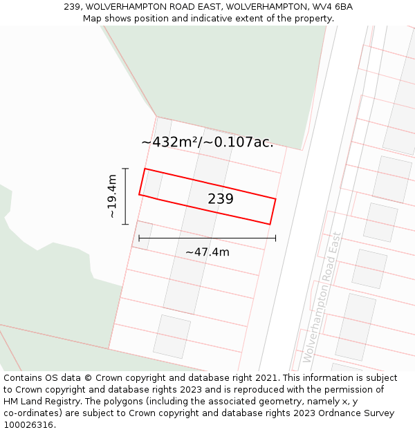 239, WOLVERHAMPTON ROAD EAST, WOLVERHAMPTON, WV4 6BA: Plot and title map