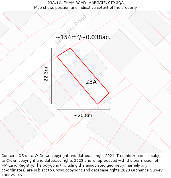 23A, LALEHAM ROAD, MARGATE, CT9 3QA: Plot and title map