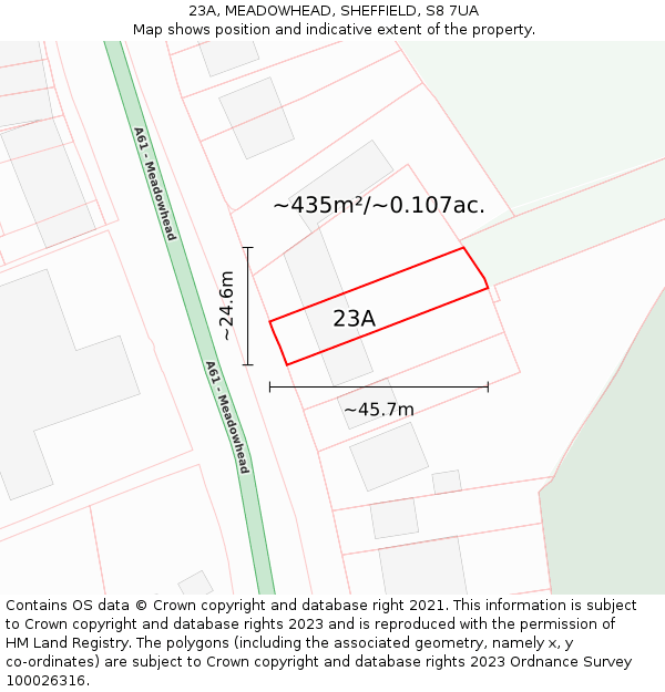 23A, MEADOWHEAD, SHEFFIELD, S8 7UA: Plot and title map