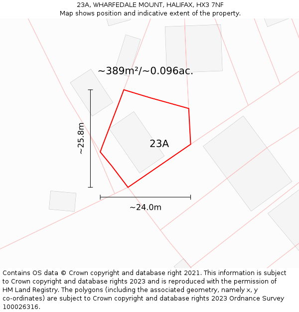 23A, WHARFEDALE MOUNT, HALIFAX, HX3 7NF: Plot and title map